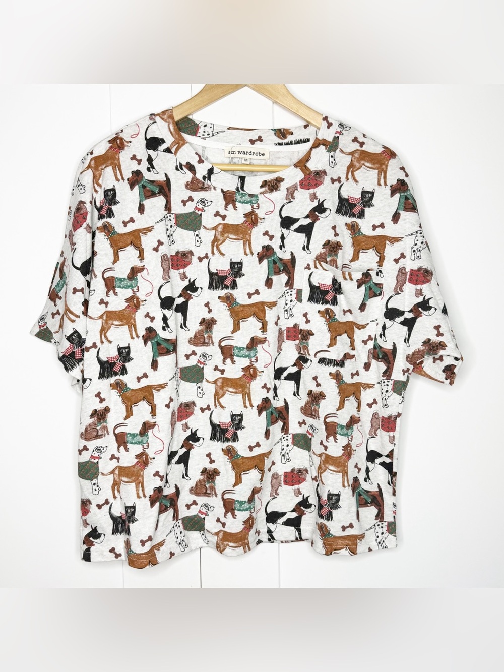 SM Wardrobe All Over Dog T-shirt small medium XL whimsical puppy cozy holiday